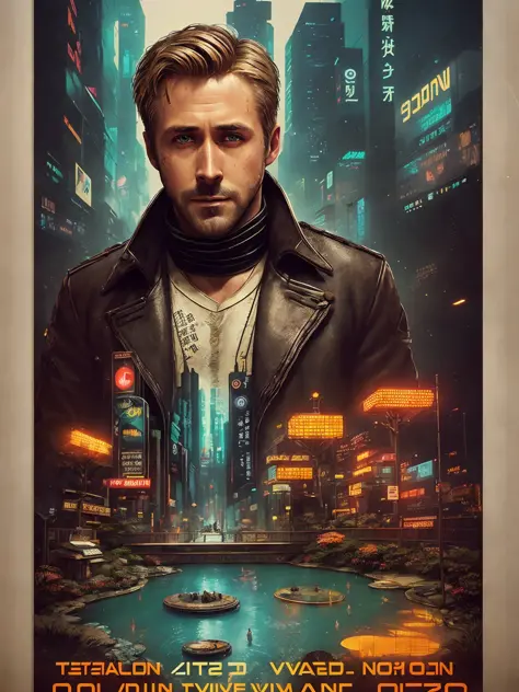 40yo Ryan Gosling from Blade Runner 2049, digital glitch, (poster:1.6), poster on wall, movie poster, portrait, ((Tilt-shift))
wearing old brown sheepskin coat whit dirty wool colar,
(japanese rock garden and pond:1.2), koi carp, (((bonsai))), ((high-tech interior style and futurism)), (((highly detailed face))),
((ultradetaled face and skin texture)), intricately detailed, fine details, hyperdetailed, raytracing, subsurface scattering, diffused soft lighting, shallow depth of field, by Oliver Wetter,
