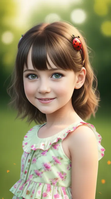 best quality, ultra high res, detailed face, realistic face,RAW photo, 
a park, standing, european girl,  little girl 3 years old, cute face, smile, Brown hair, detailed hair, short hair, shoes, baby shoes, dress, summer_dress, <lora:hauteCoutureSummer_v10...