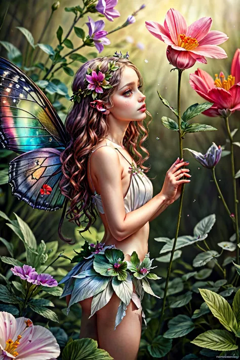 ((Masterpiece, best quality,edgQuality)), 
edgFae,flower fairy, a fairy with a flower in her hand ,drawn in edgFae style,wearing...