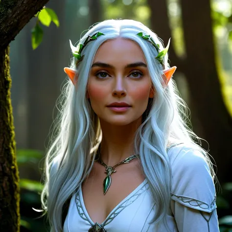 white bright hrglw elven woman<lora:glowing_hair-000006:1>