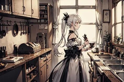 (best quality), girl,(ultra-detailed), (highly detailed CG illustration), ((an extremely delicate and beautiful)),(expressionless),cinematic light,alchemist,factory