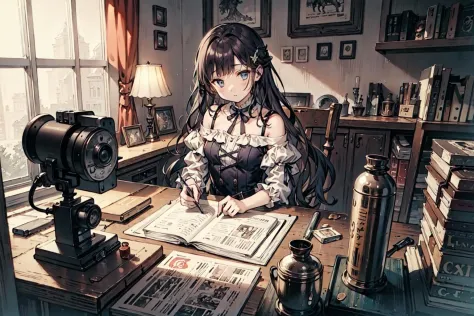 (best quality), girl,(ultra-detailed), (highly detailed CG illustration), ((an extremely delicate and beautiful)),(expressionless),cinematic light,alchemist,factory