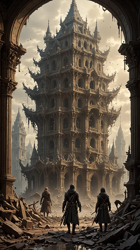 By Eugene Galien-Laloue and Takeshi Obata, polarized,An ancient Building, filled with forbidden knowledge, where scholars and so...