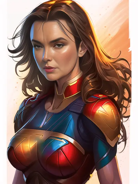 (bold lines:1.1), (high color), ((smooth skin)), (Masterpiece Digital Artwork:1.3),  Lynda Carter as Supergirl
