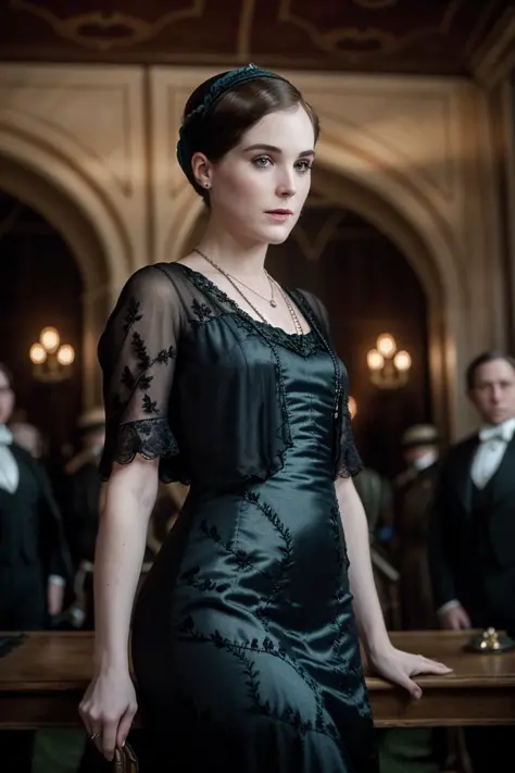 (35mmstyle:1), highest quality, cinematic lighting, masterpiece, ((sfw)), Skylar Dunn as (Lady Mary Crawley \(Downton Abbey tele...