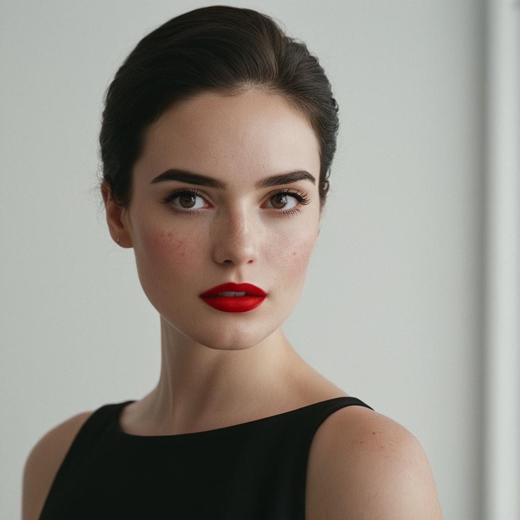 A close up of a woman with a red lipstick on her lips - SeaArt AI