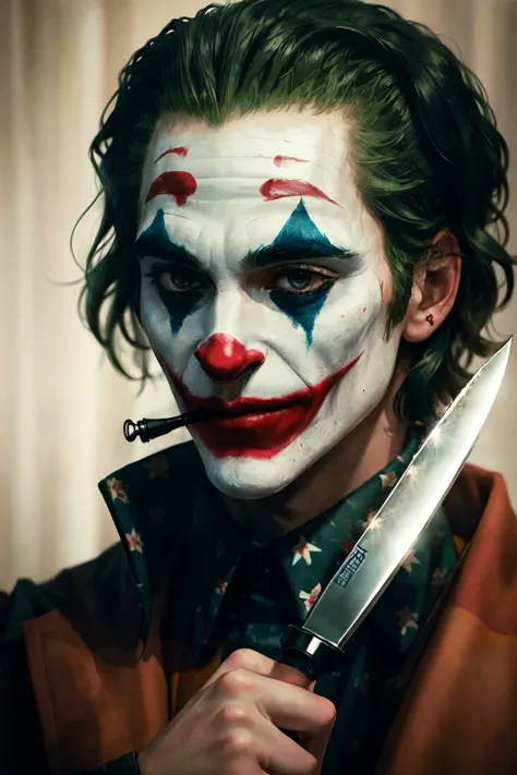 Highly detailed, High Quality, Masterpiece, beautiful, (Yor Knife:1.2), 1boy, solo, The Joker, 