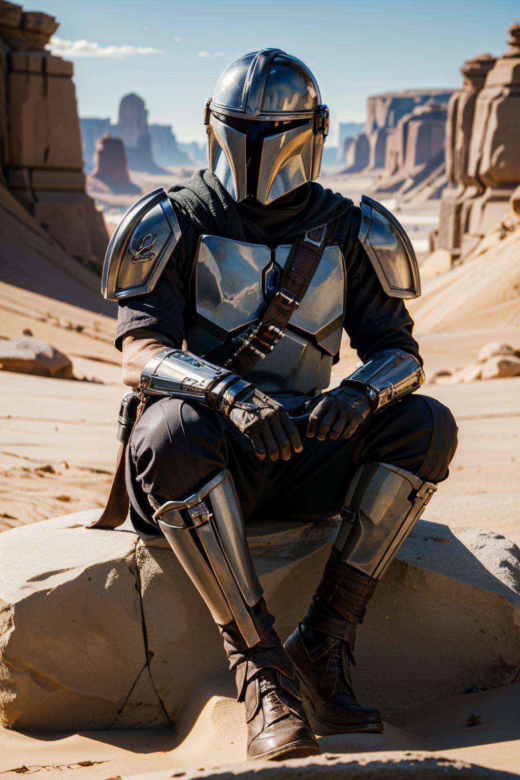 full body1.5) Hyper-realistic shot of Bo-Katan Kryse Mandalorian is holding  a g - SeaArt AI