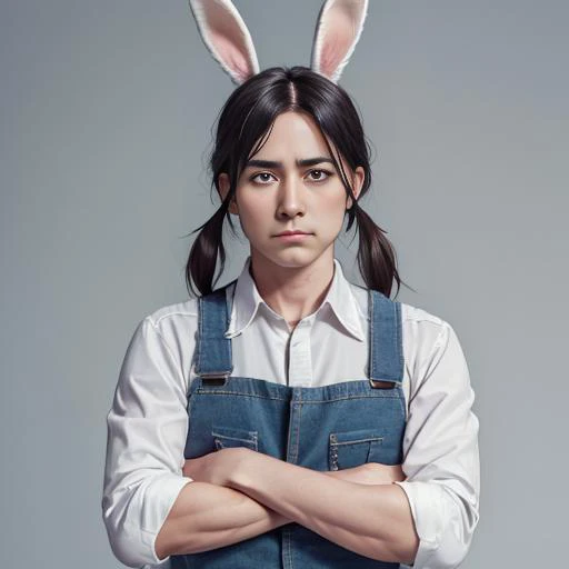 a woman with bunny ears is posing for a picture