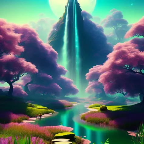 artificial-journey style a surreal dream landscape, strange plants and animals, psycho psychedelic, dramatic composition, cinematic lighting, imax 4k