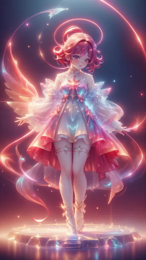 a girl in a dress with wings and a light