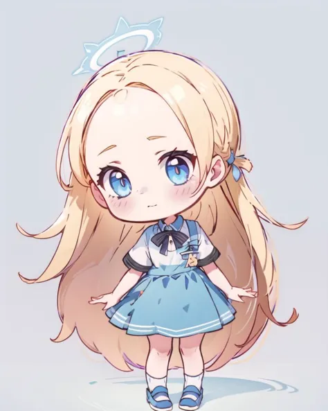 a cartoon girl with long blonde hair and blue eyes