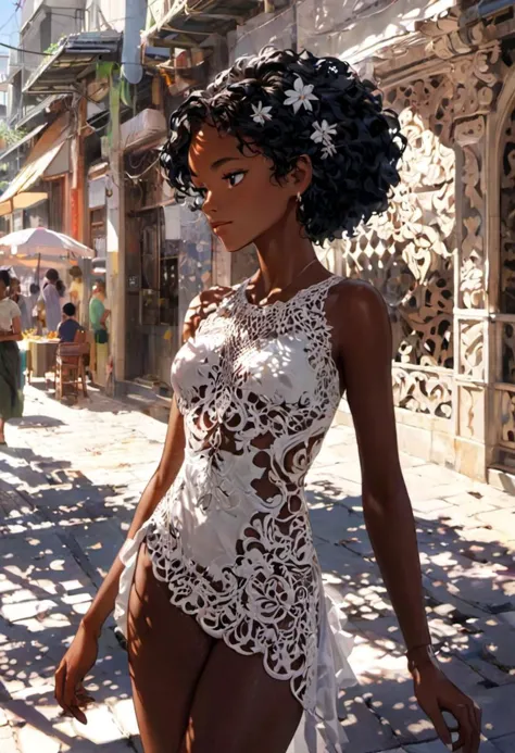 1girl, ebony woman, featuring intricate details, 
best quality, masterpiece, intricate detail , high environment detail, scatter...