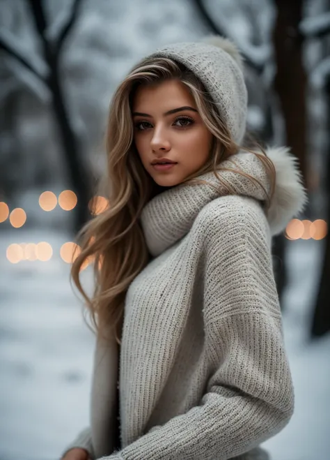 <lora:4lissaviolet:1> 4lissaviolet,, beautiful girl wearing a thin sweater, glamourous hair, depth of field, bokeh, morning in t...