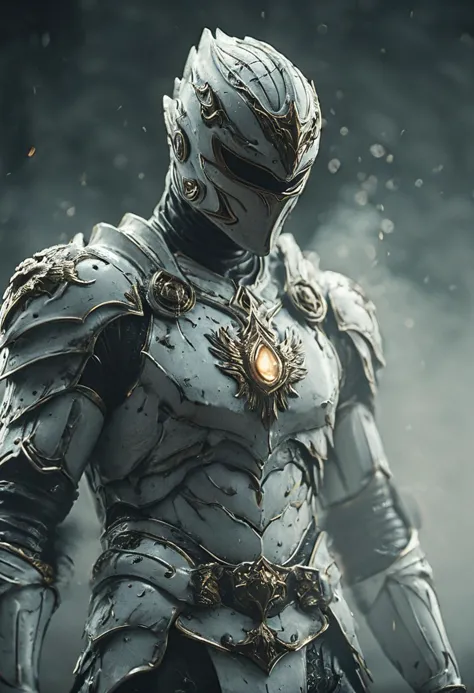 a close up of a person in armor with a sword