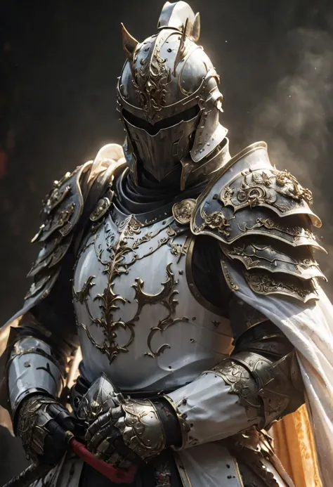 a close up of a knight in armor with a sword