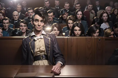 (abraham lincoln in a courtroom, crowd, multiple_others:1.3), 
(standing:1.5),
(parted_lips, angry:1.2),
<lora:3DMM_V12:0.5>,
intricate, masterpiece, best quality, highly detailed, brown hair, bare_arms, bare_legs,
(action scene), dreamlikeart, nostalgia, depth of field, dynamic pose, dramatic angle, unreal engine, 8k, highly detailed, photo, photorealistic, hyperrealistic, cinematic lighting, cinematic composition, beautiful lighting, sharp, details, hdr, 4k