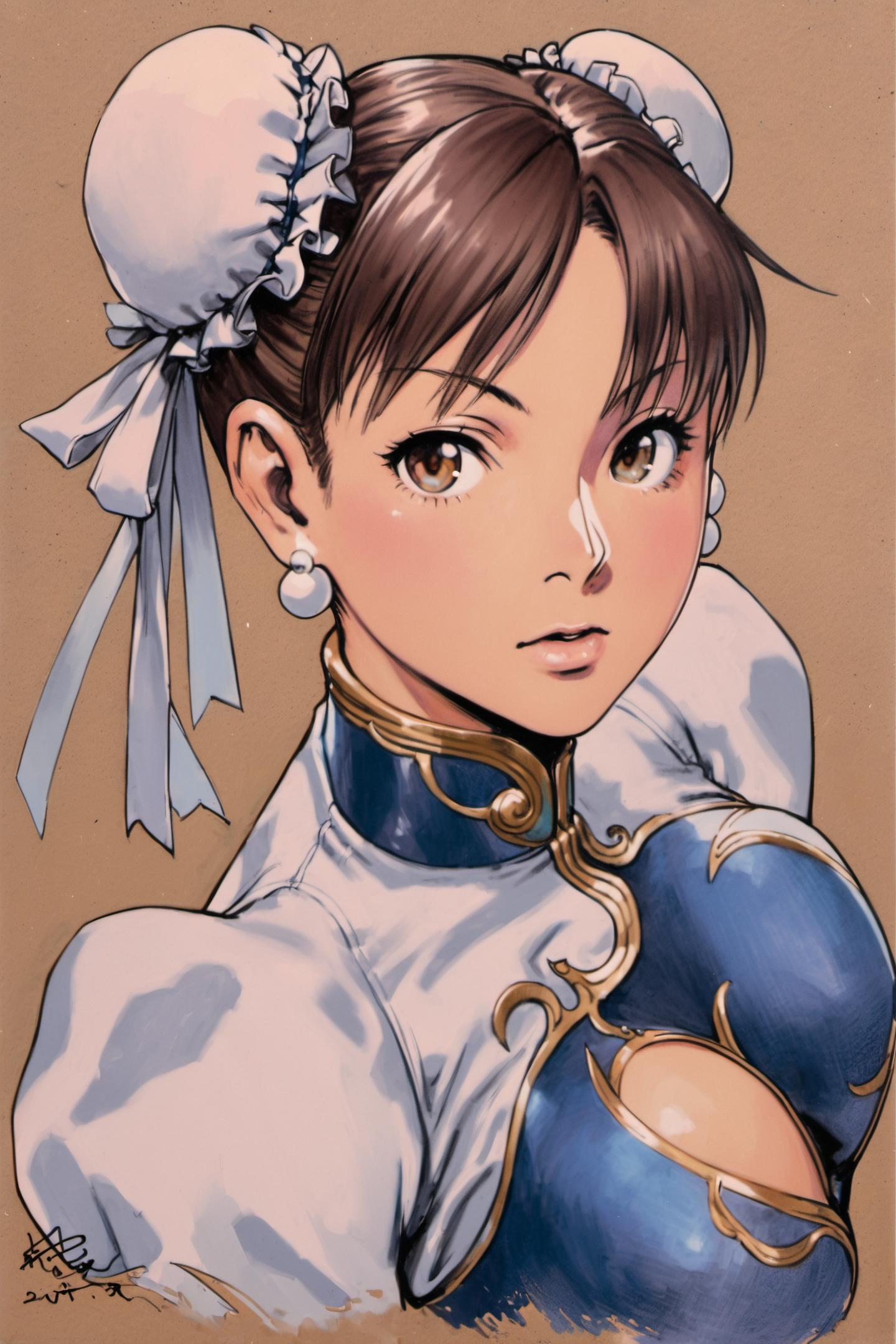 chun-li 1girl double bun hair bun breasts solo bun cover dress