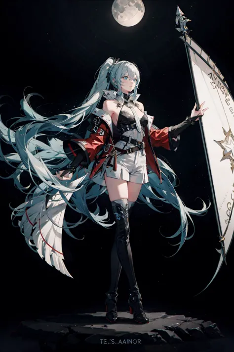 1 girl,white hair, blue eyes, red jacket, pointy ears,single braid, hair ribbon, red jacket, shoulder armor, fingerless gloves, white shirt, red belt, white shorts, thigh boots,'alisaie leveilleur (final fantasy), low ponytail, thigh boots,(solo),night sky,star, (Masterpiece:1.2, high quality), (pixiv:1.4),  stood on the water surface,standing on reflective glass, looking up from bottom to top, looking into the distance, cinematic lighting,Volumetric Lighting, backlight,night,, <lora:Volumetric Lighting_20230531200634:0.6>, 8k, highly detailed, masterpiece, anime, anime style, , highly detailed sky