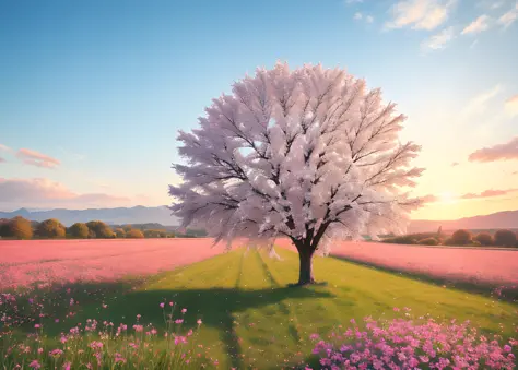 Cherry Blossom tree in a field