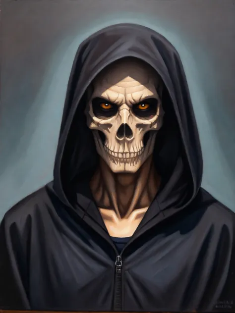 grim reaper, portrait, (oil painting)