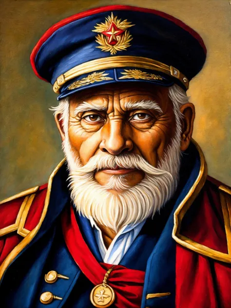 old captain, portrait, (oil painting)