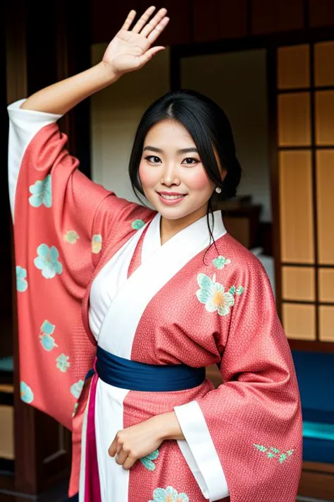 a close up of a woman in a kimono posing for a picture