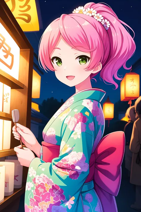 a woman in a kimono outfit looking at a cell phone