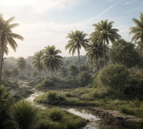 arafed view of a river running through a lush green forest