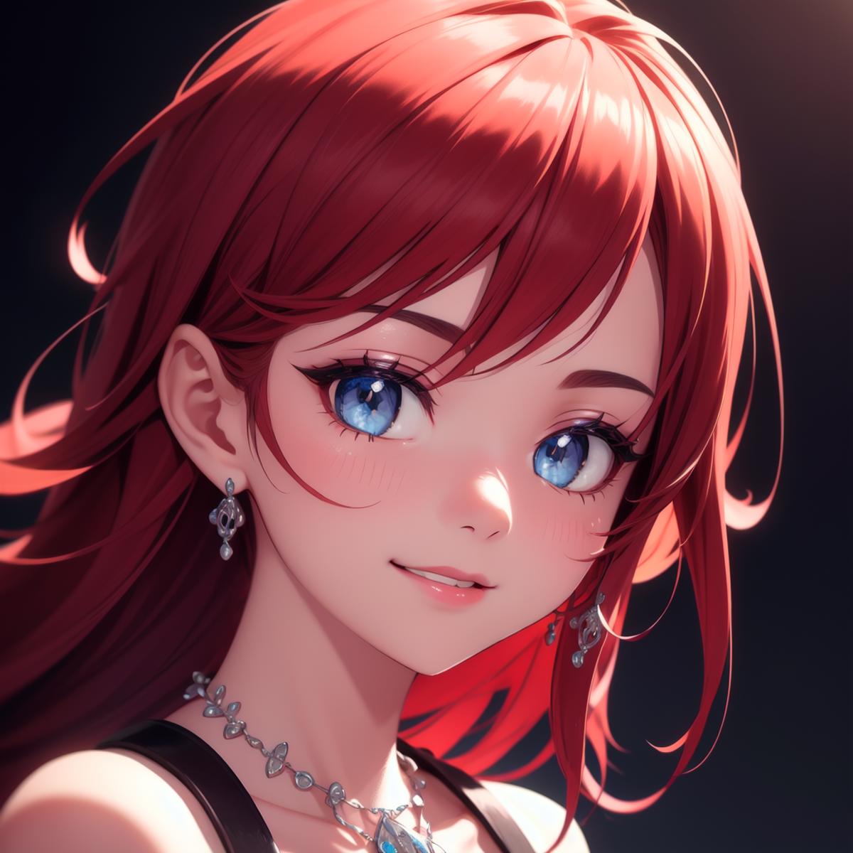 A close up of a woman with red hair and blue eyes - SeaArt AI