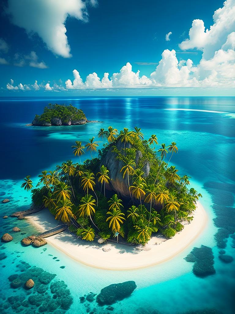 arafed island with palm trees - SeaArt AI