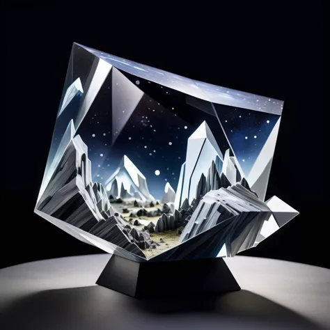 a close up of a crystal sculpture on a table