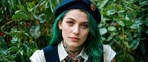 score_9,score_8_up,score_7_up close-up,
1girl,hipster,wool beret,sweater,neon green hair,vest,tattoos,highly detailed,detailed s...