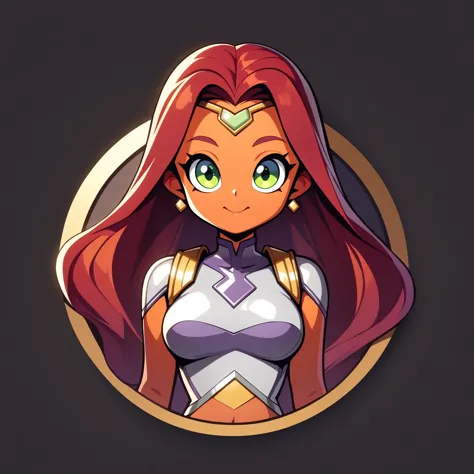 a cartoon character of a woman with long red hair and green eyes