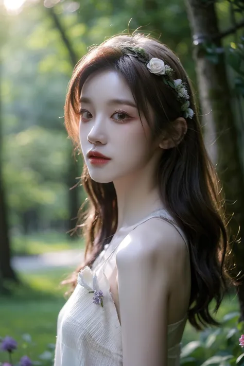 (realistic), (hyperrealism),best quality, masterpiece,ultra high res, (photorealistic:1.4),1girl,pale skin,skinny,looking at viewer, <lora:add_detail:0.6>,forest, flowers, sunlight,
<lora:makina69_yuqi_v2.0:1>   , (tattered) wedding dress , bare shoulders,...