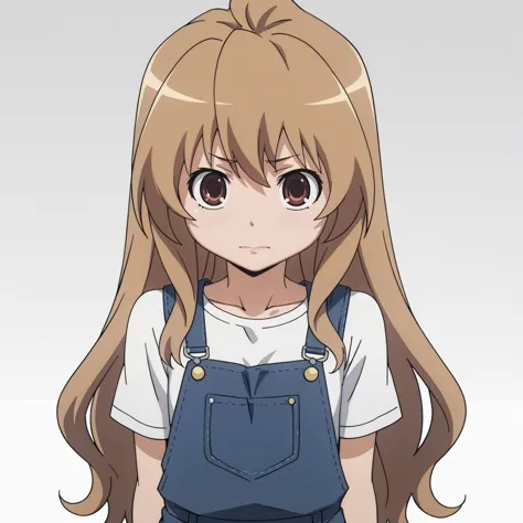 <lora:TaigaAisakaXLpony001>,
solo,
TaigaAisaka,1girl,brown hair,long hair,brown eyes,
overalls,