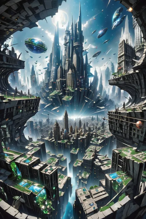 a futuristic city with a futuristic sky and a large city