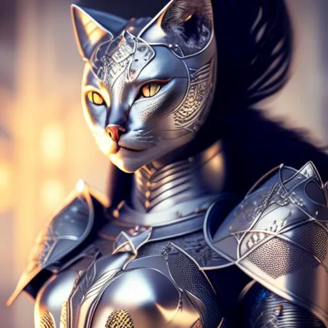 there is a cat that is dressed in armor and a helmet