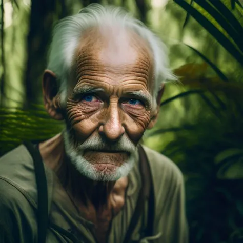 an old man with a white beard and a green shirt