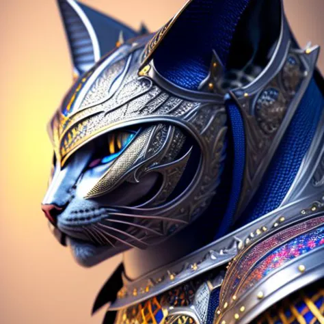 a close up of a cat wearing a armor outfit with a helmet on