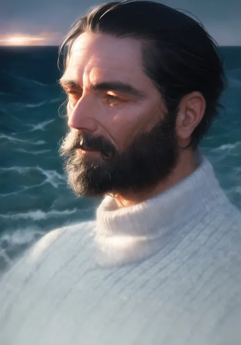 a painting of a man with a beard and a sweater on