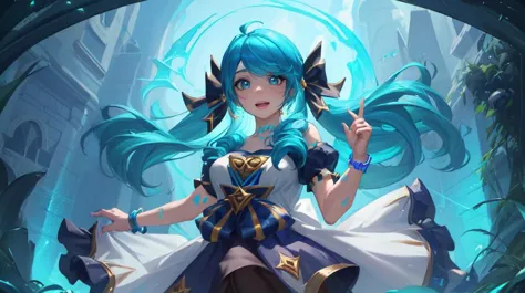 (masterpiece, best quality:1.2),   <lora:gwen-000037:0.8> gwen \(league of legends\), one girl, blue hair, smiling at viewer