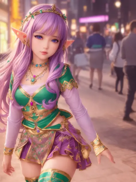 (best quality:1.5), highres, masterpiece, (ultra detailed:1.2),
realistic,
1girl, (elf:1.2),
(light purple hair:1.0), (small bre...