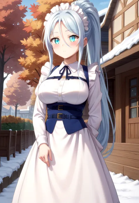 score_9, score_8_up, score_7_up, detailed eyes, autumn leaf, snowy, village, BREAK
straight on shot, standing,  <lora:PerfectEye...