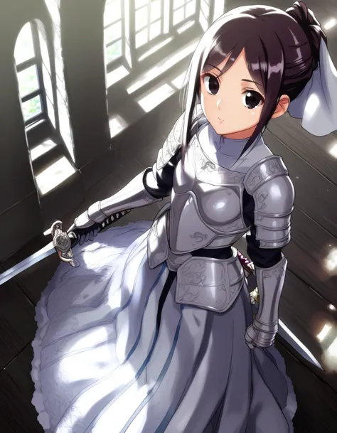 score_9, score_8_up, score_7_up, source anime, rating_safe BREAK (minomi:0.8), a female knight in full armor is standing and looking at viewer, half updo, detailed beautiful face, portrait, long skirt, abandoned church, blooming roses, sword, low light, dark theme, from above, close-up
<lora:rokkaku_pony-v1-000010:0.8>