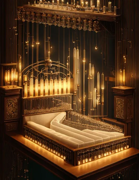 a close up of a bed with candles on it in a room