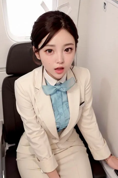 <lora:stewardessUniform_koreanairUniform:0.7>, ulzzang-6500-v1.1, pureerosface_v1, best quality, masterpiece, illustration, (rea...