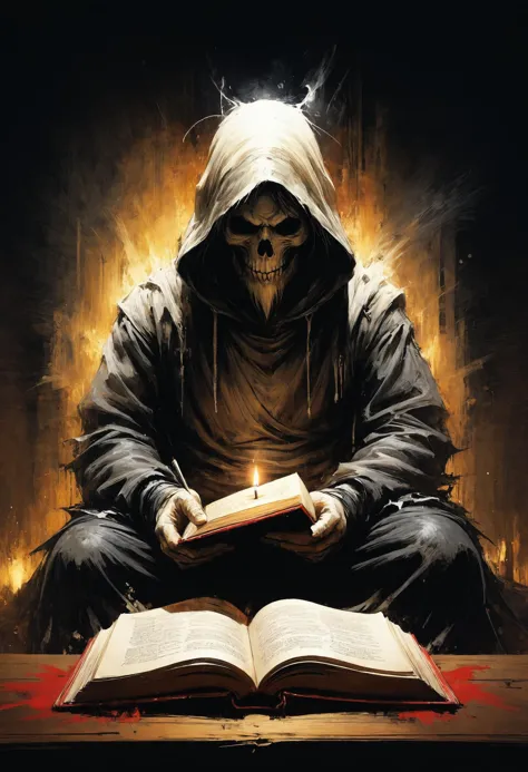 My man was kinda the best ghost, He gifted me a new rap book that's prob'ly a Death Note, AshleyWoodArtAI, Candlelight, 