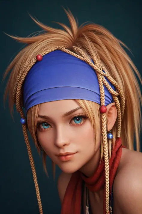 a woman with blonde hair and blue eyes wearing a headband