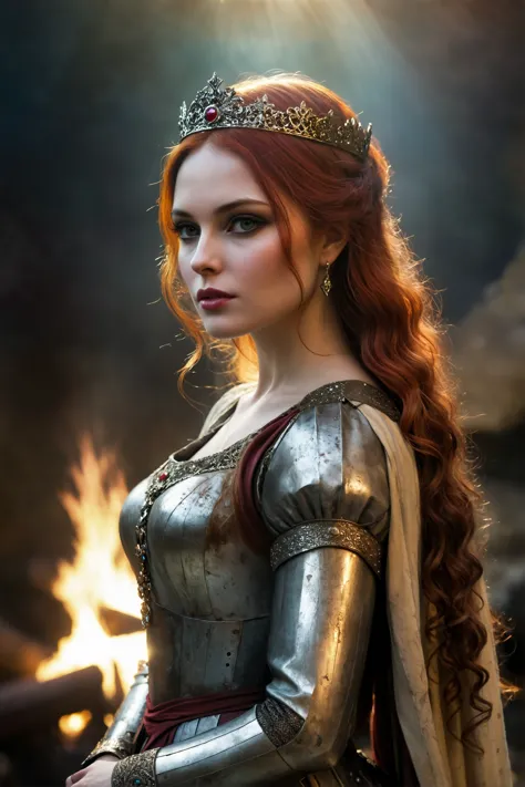 (by Dave Dorman:1.4), Guinevere early-medieval queen of Great Britain, Grunge style, Textured, distressed, vintage, edgy, punk rock vibe, dirty, noisy (Lens Flare:1.2), back view, (ultra detailed, masterpiece, best quality, intricate details:1.2) <lora:XL-Loras\xl_more_art-full_v1:0.5><lora:XL-Loras\add-detail-xl:1><lora:XL-Loras\lora-sdxl-perfect-eyes:0.7>